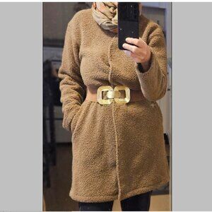 Uniqlo Womens Fleece Shepra Jacket Coat Brown Sz S